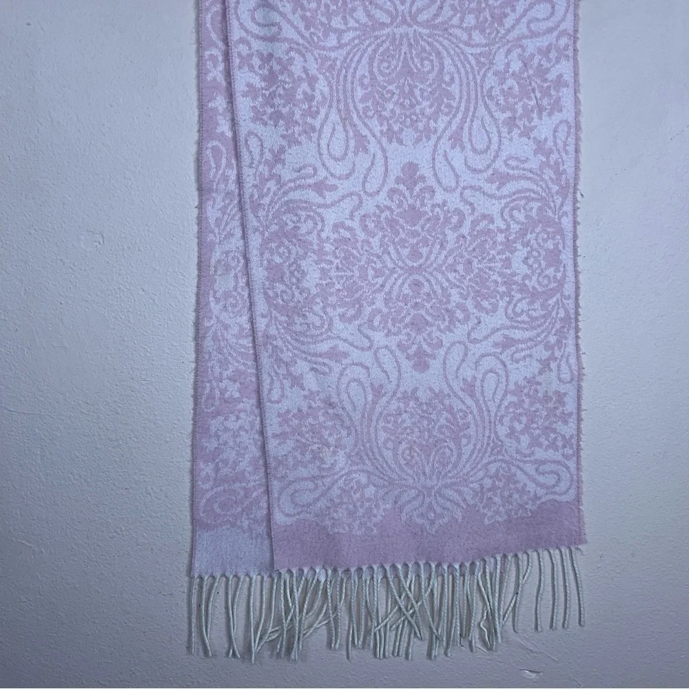 PINK PAISLEY SCARF PASTEL IVORY WHITE SOFT COTTAGECORE